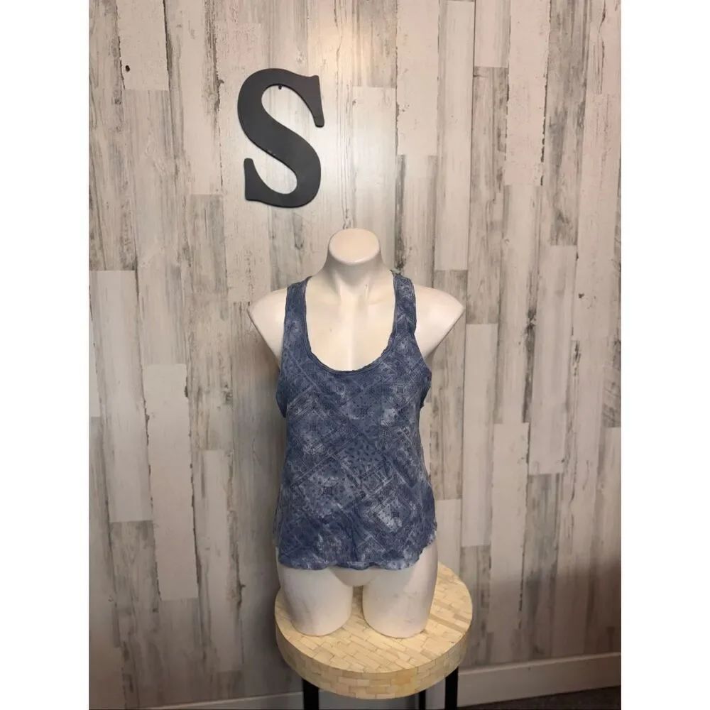 American Eagle Blue Paisley Racerback Tank Top Women Small Lightweight Boho